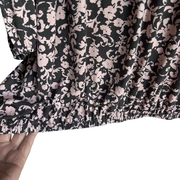 Wonderly gray and pink floral print knit elastic bottom top 3X - Picture 5 of 8